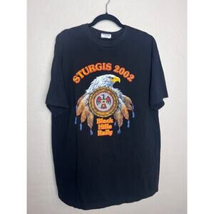 Sturgis 2002 Black Hills Rally Black Short Sleeve Eagle Graphic Size XL Vintage